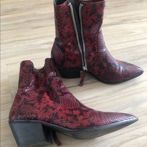 red snakes in aldo booties